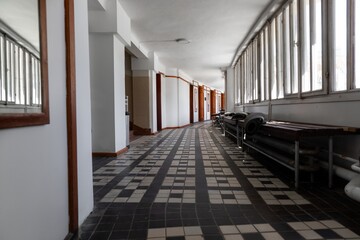 Long corridor point of view shot