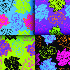 Set of unusual colorful seamless patterns