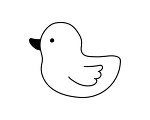 シンプルな手描きのアヒルのイラスト／おもちゃ／お風呂／かも／鳥／シンプル