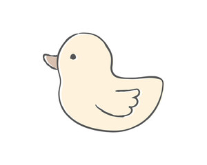シンプルな手描きのアヒルのイラスト／おもちゃ／お風呂／かも／鳥／シンプル