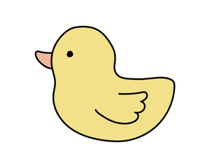 シンプルな手描きのアヒルのイラスト／おもちゃ／お風呂／かも／鳥／シンプル