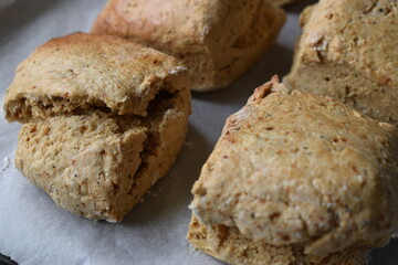 Baking biscuit or scone on baking sheet