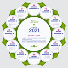 Flower Shaped Poster Calendar 2021 Design Monday Start