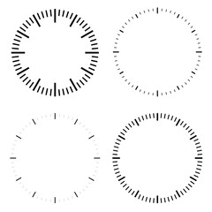 Clock dial face vector illustrations set