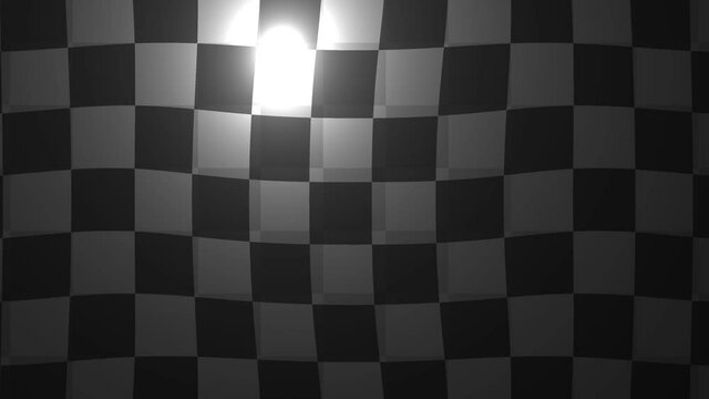 Rippling Checkerboard Flag Pattern With Light Shining Underneath