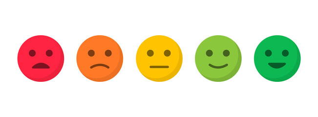 Feedback emotions. Level satisfaction. Mood scale. Emoji icons.