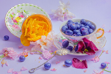 cup of tea with flowers