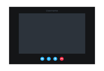 Video call screen. Video call window template. Video chat interface. App for communication in internet. - obrazy, fototapety, plakaty