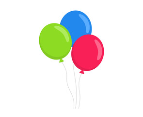 Cartoon balloons in flat style. Colorful balloons. For birthday, party and holiday.