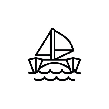 cruise sailboat icon. line style icon vector illustration. vehicle icon stock