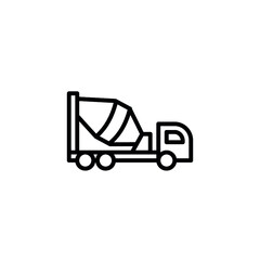 cement truck icon with line or outline style. vehicle or transport icon stock