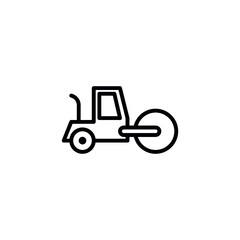 road roller icon with line or outline style. vehicle or transport icon stock