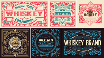 Set Whiskey labes. vector layered