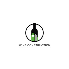 wine construction logo design