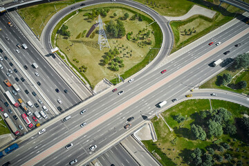 Cloverleaf interchange junction, aerial view