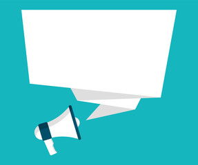 Megaphone and empty speech bubble. Digital marketing. Place for your advertising and promotion.