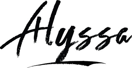 Alyssa.-Female name Modern Brush Calligraphy on White Background