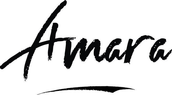 Amara-Female name Modern Brush Calligraphy on White Background