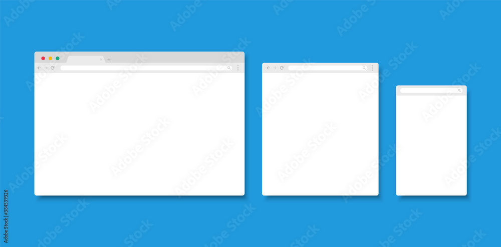 Wall mural browser window for different devices. internet page mockup. template web window.