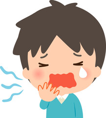 大あくびする若い男性