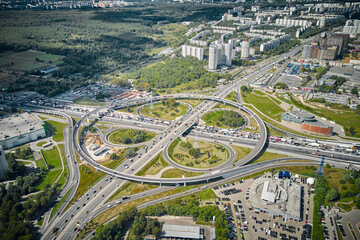 Highway interchange and residential area