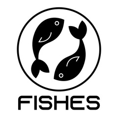 seafood icon with two simple black fishes