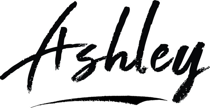 Ashley-Female name Modern Brush Calligraphy on White Background
