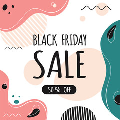 Black friday abstract modern banner. Vector illustration in flat style.
