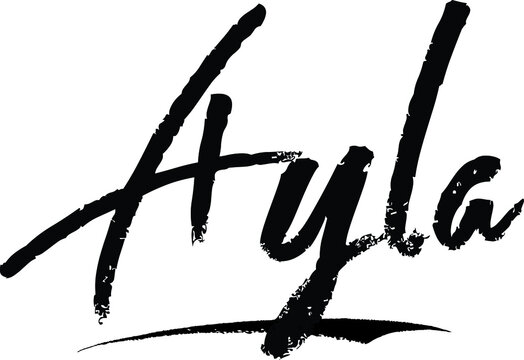 Ayla-Female name Modern Brush Calligraphy on White Background