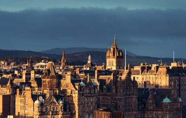 Fototapeta na wymiar Edinburgh city skyline from Calton Hill., United Kingdom