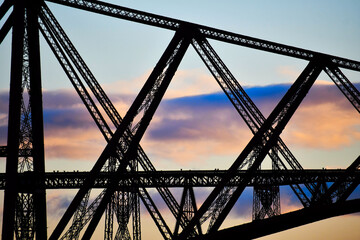 Forth road bridges at sunrise 