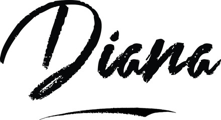Diana-Female name Modern Brush Calligraphy on White Background