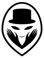 Fototapeta premium smiling alien face in magician hat