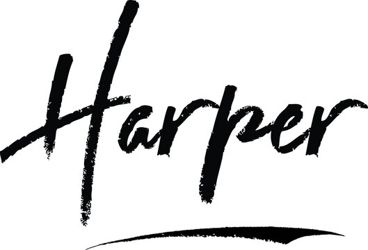 Harper-Female name Brush Calligraphy on White Background