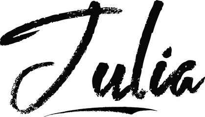 Julia-Female name Brush Calligraphy on White Background - obrazy, fototapety, plakaty