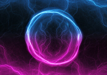 Neon circle, abstract plasma electrical background