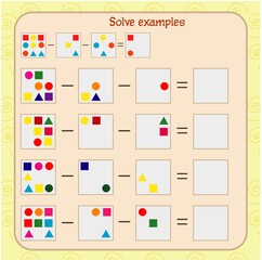 Logic exercises for children. solve examples according to the model