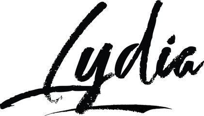 Lydia-Female name Brush Calligraphy on White Background