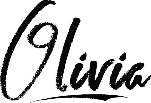 Olivia-Female name Brush Calligraphy on White Background
