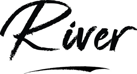 River-Female name Modern Brush Calligraphy on White Background