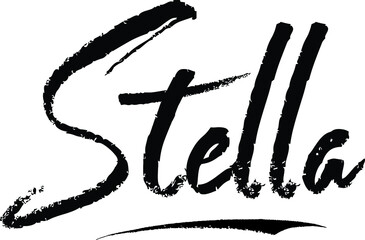 Stella.-Female name Modern Brush Calligraphy on White Background