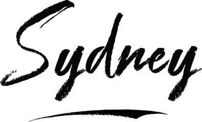 Sydney-Female name Modern Brush Calligraphy on White Background