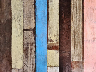 Full Frame Background of Old Colorful Wooden Plank Wall