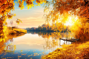 Autumn and calm pond
