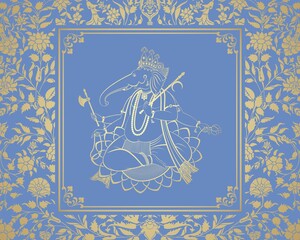 Fototapeta na wymiar Ganesha, wedding card, royal Rajasthan, India 