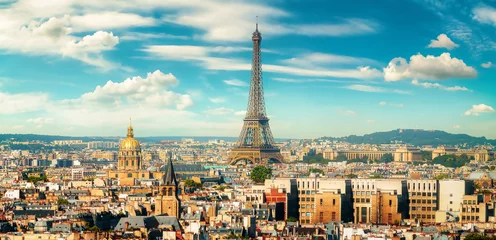 Crédence de cuisine en verre imprimé Paris Vue sur Paris et la tour