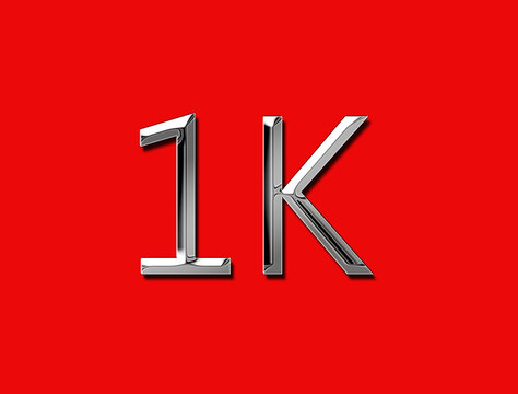 1k 1000 subscriber image with metal look on red background