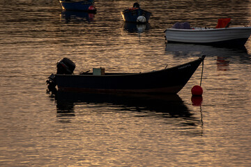 Fishing boats during sunrise