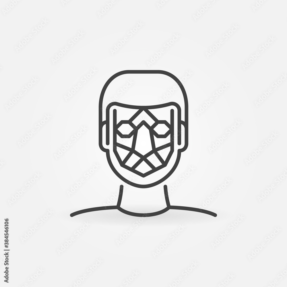 Poster man face detection outline icon. human facial recognition vector concept symbol or design element