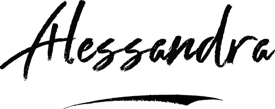 Alessandra-Female name Modern Brush Calligraphy on White Background
